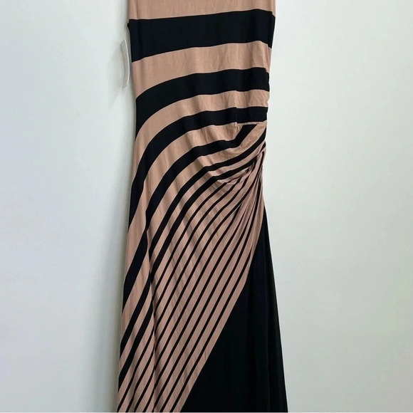 NWT Soft Surroundings “Here To Infinity” Striped Maxi Dress Black/Tan Small 6-8 - Picture 11 of 13